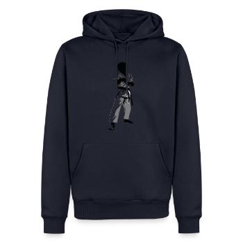 Karaté Enfant Combattant - Arts Martiaux Sports Autocollant - Sweat à capuche Premium bio Homme - bleu marine - Devant - Nico (187cm)