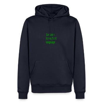 Sarkasmus-Profi - Männer Premium Bio Hoodie - Navy - Vorne - Nico (187cm)
