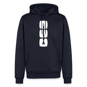 La clarinette dans la série des instruments à vent - Sweat à capuche Premium bio Homme - bleu marine - Devant - Nico (187cm)