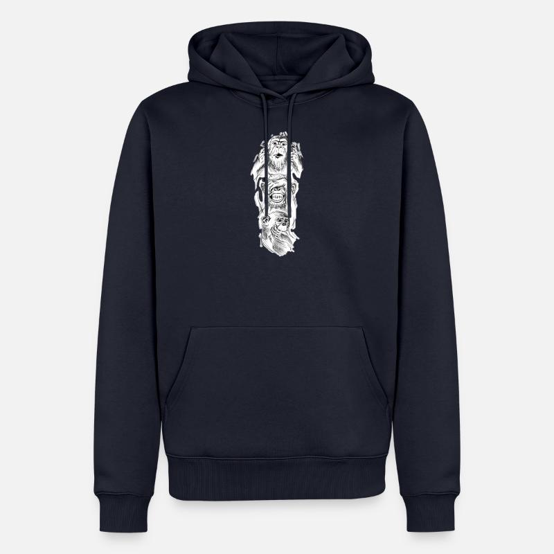 Drei Affen - Männer Premium Bio Hoodie - Navy