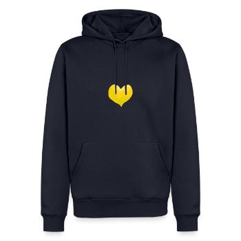 Coeur Amour Dans Amour Mariage - Sweat à capuche Premium bio Homme - bleu marine - Devant - Nico (187cm)
