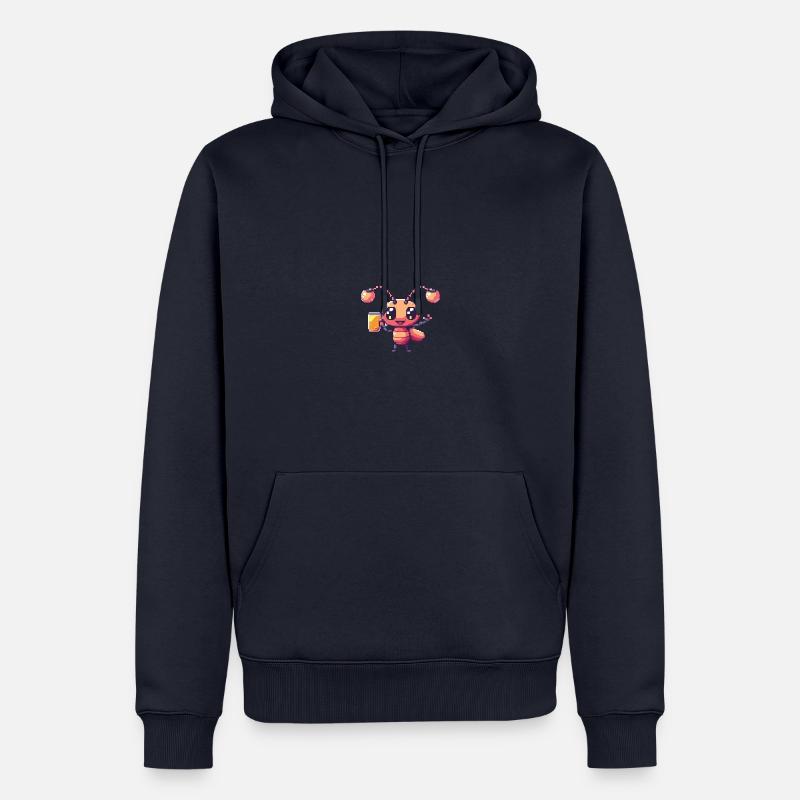 Fourmi bière pixel - Sweat à capuche Premium bio Homme - bleu marine