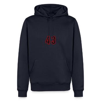 43 Number Years Jersey - Men’s Premium Organic Hoodie - navy - Front - Nico (187cm)