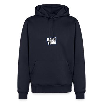 Vacances de voyage de l’équipe Malle - Sweat à capuche Premium bio Homme - bleu marine - Devant - Nico (187cm)