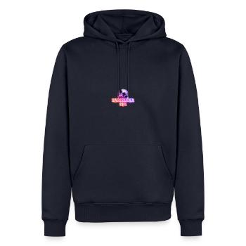 Palmiers de Barcelone 2024 - Sweat à capuche Premium bio Homme - bleu marine - Devant - Nico (187cm)