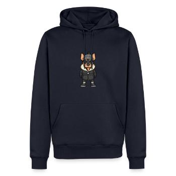 Doberman Hund Winter - Männer Premium Bio Hoodie - Navy - Vorne - Nico (187cm)