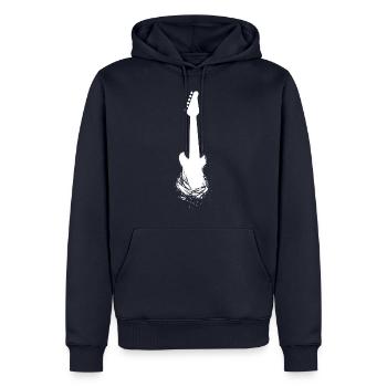 guitare guitariste musique musicien guitar player band - Sweat à capuche Premium bio Homme - bleu marine - Devant - Nico (187cm)