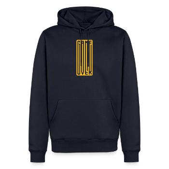 GAME OVER - BIG MONOGRAM - Men’s Premium Organic Hoodie - navy - Front - Nico (187cm)