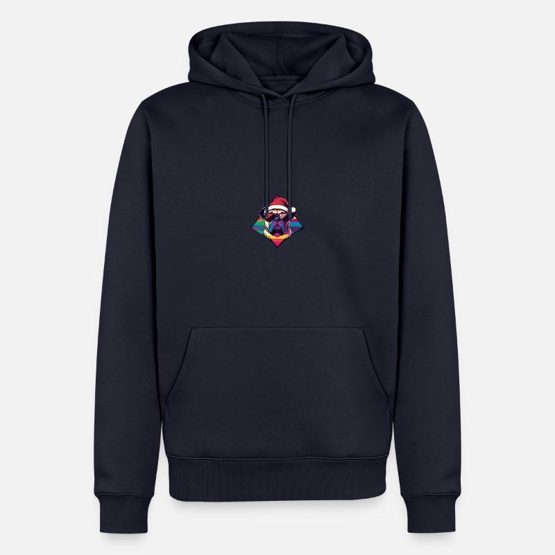Bouledogue chien Noël cool - Sweat à capuche Premium bio Homme - bleu marine