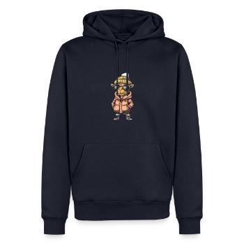 Kamel Cool Comic - Männer Premium Bio Hoodie - Navy - Vorne - Nico (187cm)
