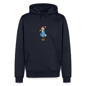 Comic Nordsee Storch Vogel Regenjacke Mütze Winter - Männer Premium Bio Hoodie - Navy - Vorne - Nico (187cm)