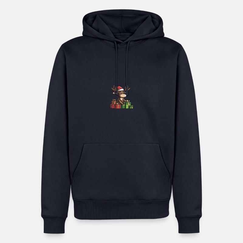 Elch Weihnachten Comic Geschenke - Männer Premium Bio Hoodie - Navy