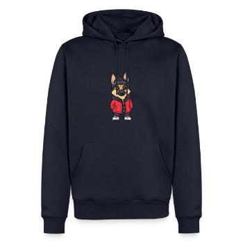 Schäferhund Hund Winter - Männer Premium Bio Hoodie - Navy - Vorne - Nico (187cm)