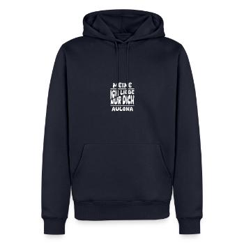 Frau Aulona - Männer Premium Bio Hoodie - Navy - Vorne - Nico (187cm)