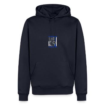 Go Ahead Run He Likes Fast Food - Männer Premium Bio Hoodie - Navy - Vorne - Nico (187cm)
