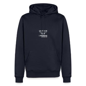 Last Gun I Promise - Männer Premium Bio Hoodie - Navy - Vorne - Nico (187cm)