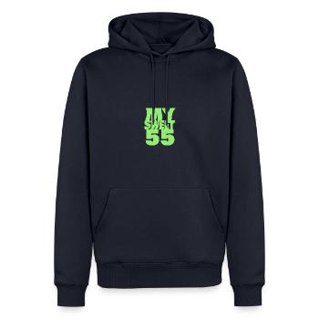 Sucré 55 - Sweat à capuche Premium bio Homme - bleu marine - Devant - Nico (187cm)