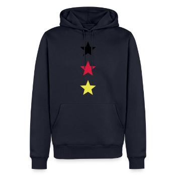 Flagge Deutschland Stern schwarz rot gold - Männer Premium Bio Hoodie - Navy - Vorne - Nico (187cm)