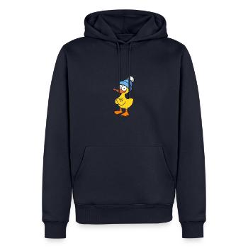 Chapeau de canard canard en caoutchouc jaune - Sweat à capuche Premium bio Homme - bleu marine - Devant - Nico (187cm)