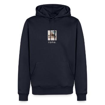 Colisée Rome Rétro Photo - Sweat à capuche Premium bio Homme - bleu marine - Devant - Nico (187cm)
