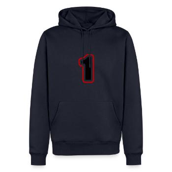 1 Zahl College - Männer Premium Bio Hoodie - Navy - Vorne - Nico (187cm)