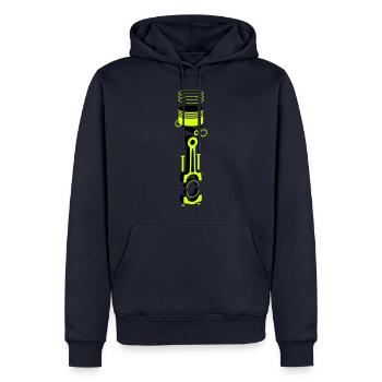 3D Motorkolben / Zylinder - Männer Premium Bio Hoodie - Navy - Vorne - Nico (187cm)