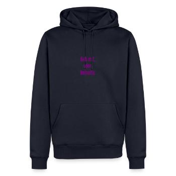 Marchez avec ou sur le côté - Sweat à capuche Premium bio Homme - bleu marine - Devant - Nico (187cm)