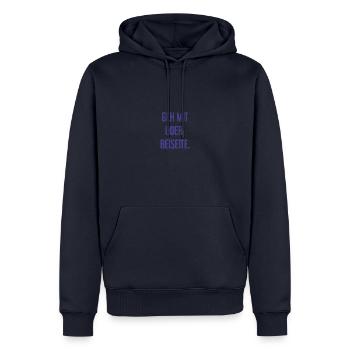 Geh mit oder beiseite - Männer Premium Bio Hoodie - Navy - Vorne - Nico (187cm)