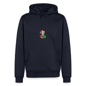 Cadeaux de bande dessinée de Noël pour chats - Sweat à capuche Premium bio Homme - bleu marine - Devant - Nico (187cm)