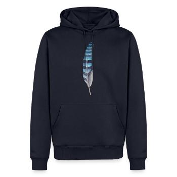 Schwarz Blaue Feder - Männer Premium Bio Hoodie - Navy - Vorne - Nico (187cm)