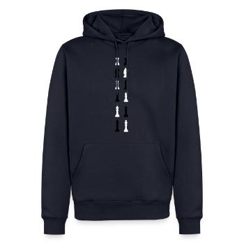 Les échecs Roi Dame - Sweat à capuche Premium bio Homme - bleu marine - Devant - Nico (187cm)