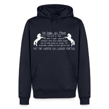 Ich habe ein Pferd - Männer Premium Bio Hoodie - Navy - Vorne - Nico (187cm)