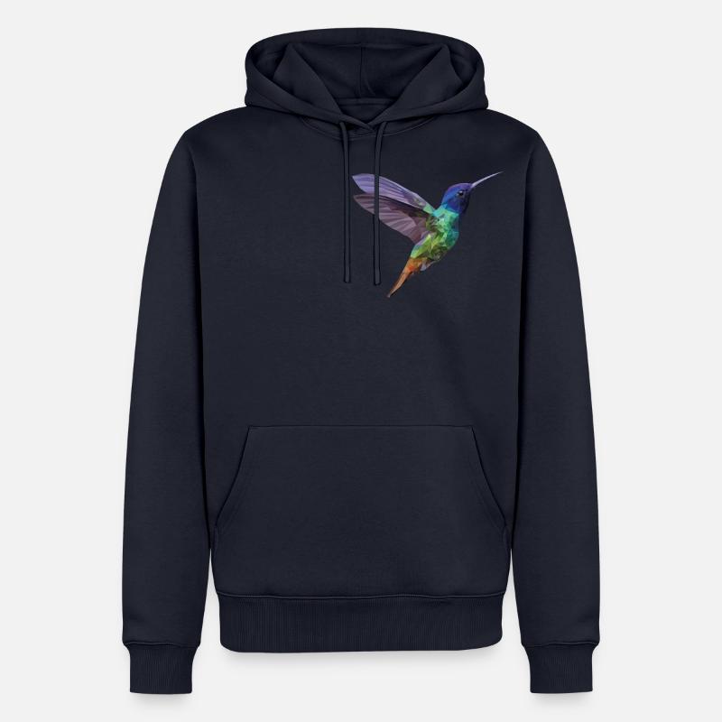 colibri low poly une rousse a la rescousse - Sweat à capuche Premium bio Homme - bleu marine