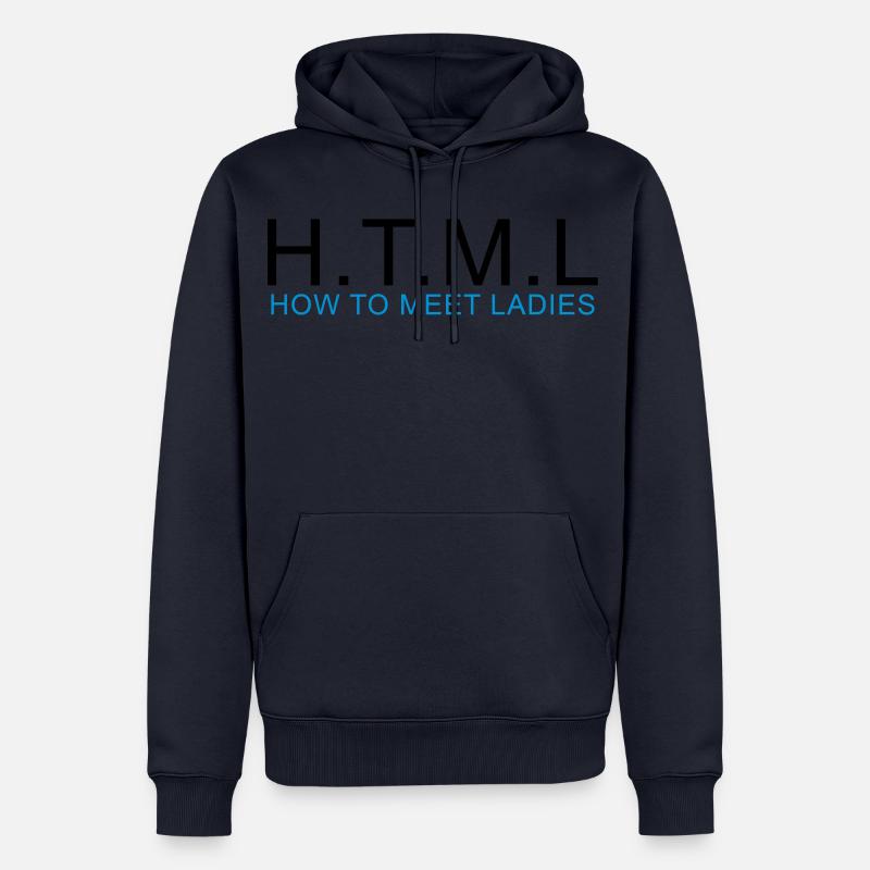 HTML - COMMENT REPONDRE DAMES - Sweat à capuche Premium bio Homme - bleu marine