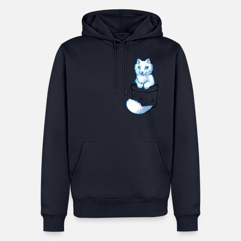 Pocket Cute Arctic Fox - Sweat à capuche Premium bio Homme - bleu marine