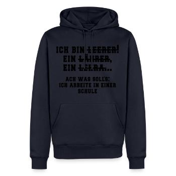 Lehrer - Männer Premium Bio Hoodie - Navy - Vorne - Nico (187cm)