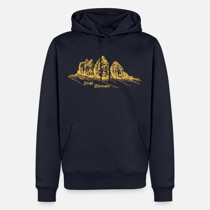 Trois sommets dans les Dolomites - Sweat à capuche Premium bio Homme - bleu marine
