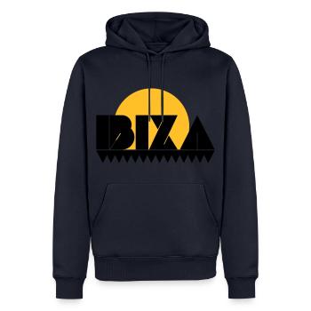 Ibiza - Männer Premium Bio Hoodie - Navy - Vorne - Nico (187cm)