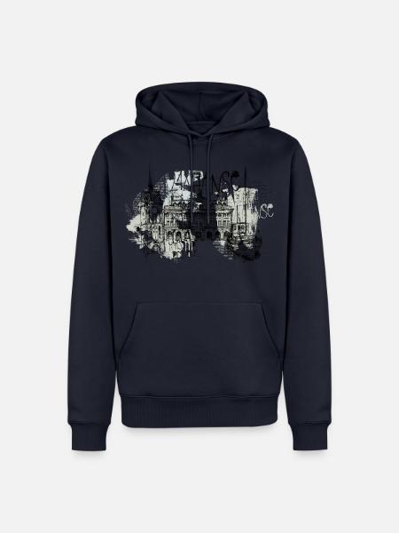 Tinten Collage von Rostock Ansichten - Männer Premium Bio Hoodie - Navy