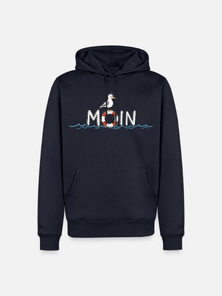 Moin Spruch Möwe Rettungsring Maritim - Männer Premium Bio Hoodie - Navy