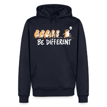 Lemminge Be Different Individualität Statement Hum - Männer Premium Bio Hoodie - Navy - Vorne - Nico (187cm)