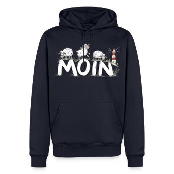 Moin Schafe Leuchtturm Nordsee Küstenhumor - Männer Premium Bio Hoodie - Navy - Vorne - Nico (187cm)