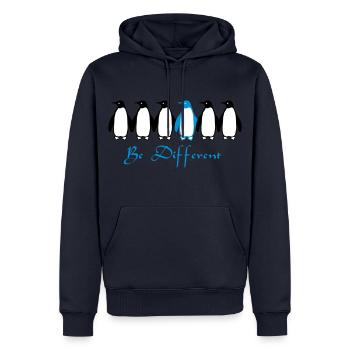 Be Different - Männer Premium Bio Hoodie - Navy - Vorne - Nico (187cm)