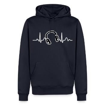 Lines of Heart, Pulz Herzline elektrokardiogramm - Männer Premium Bio Hoodie - Navy - Vorne - Nico (187cm)
