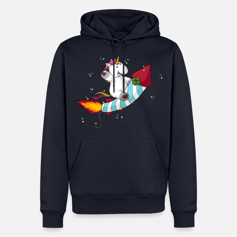 Comic Raketen Einhorn - Männer Premium Bio Hoodie - Navy
