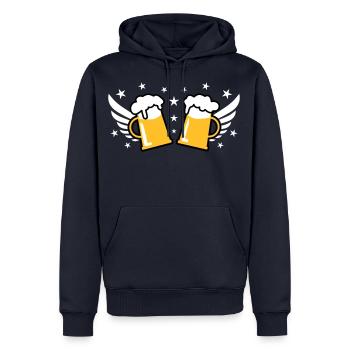 107 Two 2 Mass Beer Wings Stars Cheers - Men’s Premium Organic Hoodie - navy - Front - Nico (187cm)