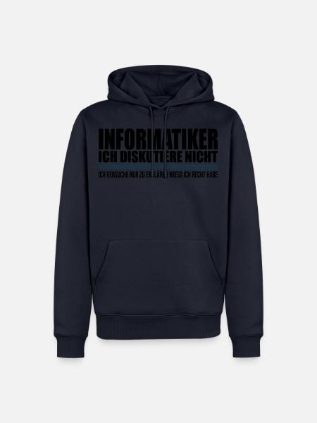 Informatiker Informatik Student Entwickler Spruch - Männer Premium Bio Hoodie - Navy