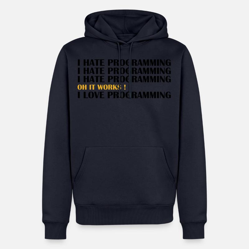 Étudiant en informatique, j'adore la programmation - Sweat à capuche Premium bio Homme - bleu marine