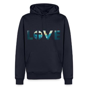 Love with cross - Männer Premium Bio Hoodie - Navy - Vorne - Nico (187cm)