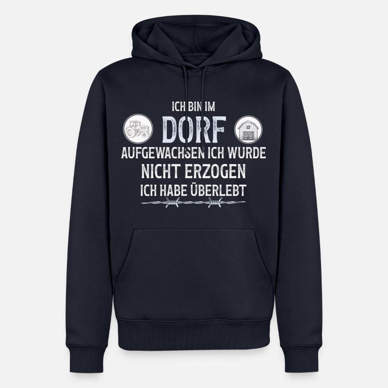 Ich bin im Dorf aufgewachsen Bauer - Männer Premium Bio Hoodie - Navy